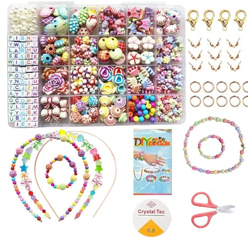 vytung 24 Arten Bunte Baby Stringing Perlen Spiel Schnürsystem Perlen Beads Spielzeug DIY Perlenschmuck für Kinder zum Basteln von Schmuck Ketten Armbändern (Color 6#)