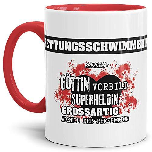 Tassendruck Berufe-Tasse Bedeutung Einer Rettungsschwimmerin Innen & Henkel Rot/Job/Tasse mit Spruch/Kollegin/Arbeit/Chefin/Witzig/Mug/Cup/Geschenk-Idee/Beste Qualität - 25 Jahre Erfahrung