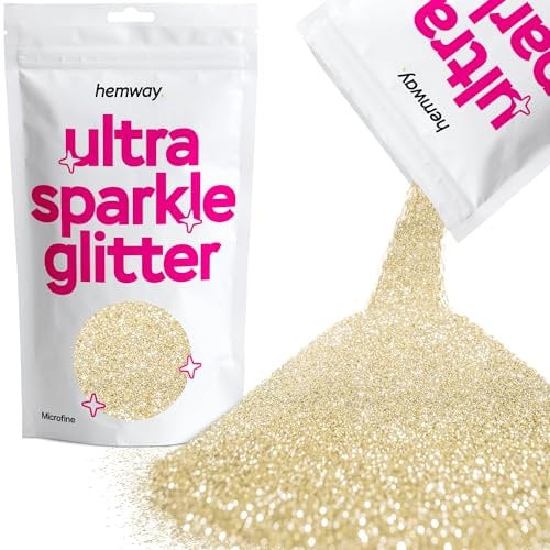 Hemway Ultra Sparkle Glitter - Champagne Gold | 100g Microfine Metallic Flakes for Resin & Epoxy Crafts | Supplies for Tumblers, Festival, Hair, Face, Body, Eye & Nail Art Decoration