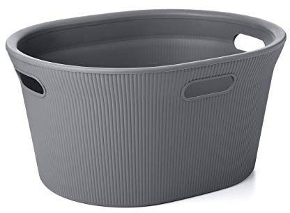 Tatay Cesto de Ropa Baobab, 35 L de Capacidad, de Polipropileno, Libre de BPA, 3 Asas, Color Gris (Antracita), Medidas 52 x 42.5 x 26.5 cm