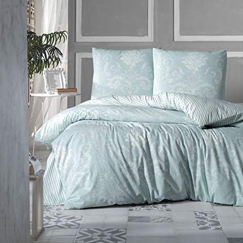 ZIRVEHOME Bettwäsche Set zweiteilig, 155x220cm Bettbezug Baumwolle, Hellgrün, Alone V2