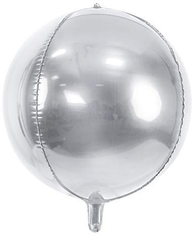 Folienballon Kugel in Silber, Größe: 40cm, Farbauswahl Helium Ballon Geburtstag Dekoration