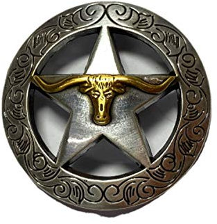 TJ Brotherhood Western-Büffelkopf-Koncho, antikes Silber und Gold, 3,8 cm