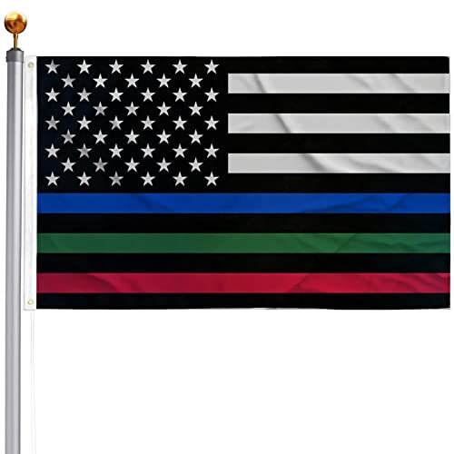 Dünne blaue rote grüne Linie, amerikanische Flagge, 7,6 x 12,7 cm, für den Außenbereich, Polizei, Feuerwehrmann, Militär, amerikanische Flagge, Unterstützung für Feuerwehr, Militär,