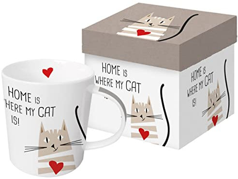 Paperproduct Design Kaffeebecher Katze mit Geschenkbox, Tasse Tiere Tier Geschenkset Home is Where My cat is