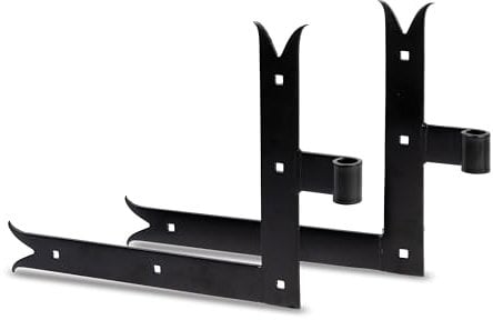 Alberts 306397 Penture équerre | bout droit ou queue de carpe pour le haut ou le bas | laquée noire | gond Ø 14 mm | 250 x 300 x 35 mm | Set de 2 pièces