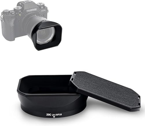 JJC LH-XF18 Gegenlichtblende und Objektivdeckel für Fujifilm XF 18 mm f/1.4 R LM WR Objektiv auf Fuji X-S10 X-T4 X-T3 X-T2 X-T30 X-T20 DSLR-Kamera – ersetzt Fujifilm LH-XF18 Gegenlichtblende