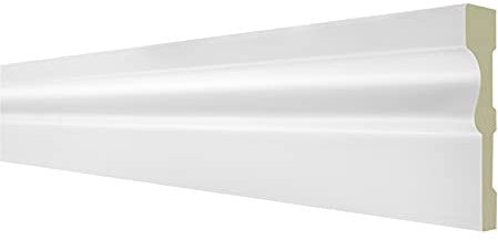 2 Meter Flachleiste 120x30mm - Stuckprofil aus PU glatt, weiß, stoßfest - AD329 Hexim Perfect Serie 1 - Flachprofil Dekorleiste Wandleiste Zierprofile