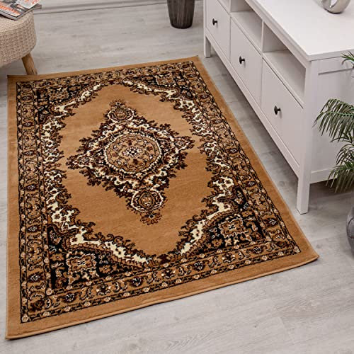 Teppich-Home Orient Orient Teppich klassisch gewebt mit Ornamenten und floralen Mustern, Farbe:Rot, Beige, Grau, Schwarz, Größe:40x60 cm, B8757