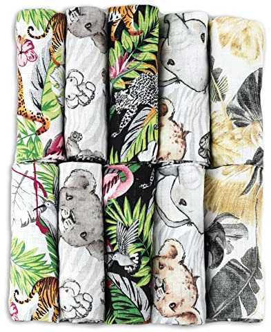 FENSILO Baby Spucktücher, Mullwindeln, Mulltücher 10er,Baumwolle, Mullwindeln - 10er Pack 70x80 cm Neugeborene Baby Gesichtstücher Saugfähig Junge Mädchen Sabberlätzchen Saugfähig (grün)