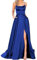HAHAEMMA Damen Elegant Lange Ballkleider mit Taschen Satin A-Linie Backless Hochzeitskleid Abendkleider Sexy Neckholder Spaghetti Brautkleid Kleider Lang Prinzessin Brautjungfer Kleid (SB-M)