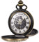 SIBOSUN-Braun Klassisch Vintage Mechanische Taschenuhr graviertem Skelett-Zifferblatt Feines Uhrwerk mit Ziffern für Damen und Herren, mit Box und Kette.