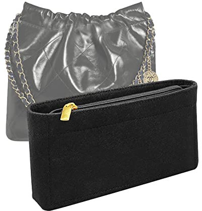 Lckaey Geldbörsen-Organizer-Einsatz für Chanel-Taschen-Organizer, Neuauflage Handtasche mit seitlicher Reißverschlusstasche, Schwarz, Größe S