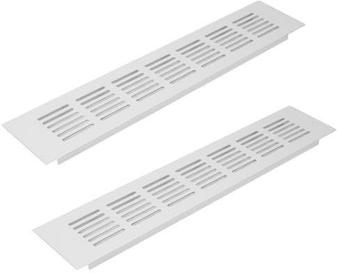 Vent Systems Lot de 2 grilles d'aération en aluminium blanc 60 x 300 mm avec moustiquaire. Applications CVC, chauffage, refroidissement et ventilation