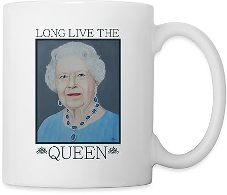 Spreadshirt Queen Elizabeth II Long Live The Queen Tasse, One size, Weiß
