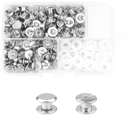 MABAHON 80 Set di viti di rilegatura Chicago Chiodo Rivetto Chicago Pulsante Metallo Rivetti di ricambio di riparazione per fai da te in pelle decorazione rilegatura M5x4mm Argento