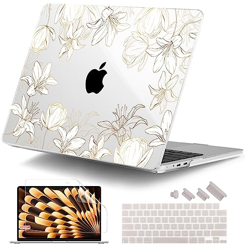 DONGKE Schutzhülle für MacBook Air 13 Zoll M5 2026 M4 2025 M3 M2 2024-2022 A3449 A3240 A3113 A2681, Kunststoff-Hartschale & Tastaturabdeckung & Displayschutzfolie für MacBook Air 13,6 Zoll Hülle