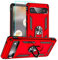 Pixel 6a Hülle, Google Pixel 6A Hülle Metallring Handyhülle & Schutzfolie, Hybrid Case Ständer Stoßstange Handy Hüllen Cover für Google Pixel 6a,Rot