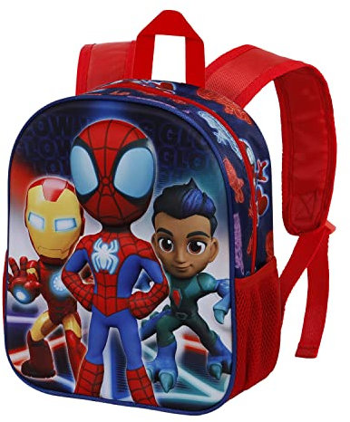 Marvel Spiderman Glow-Mochila 3D Pequeña, Azul, 26 x 31 cm, Capacidad 8.5 L