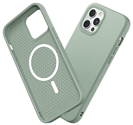 RhinoShield Case kompatibel mit [iPhone 12 Pro Max] | SolidSuit - MagSafe-kompatibel -Stoßdämpfende & schlanke Schutzhülle mit Premium Finish - 3.5 Meter Fallschutz - Salbeigrün