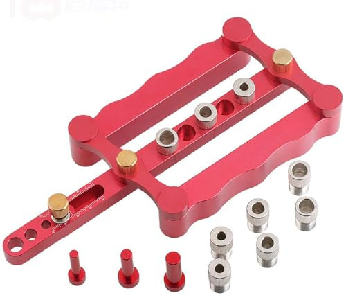 Yiter Pocket Hole Jig, Adjustable 6/8/10mm Dowel Jig,Wood Dowel Puncher Locator Tool, Drill Guide, Self-Centering Woodworking Doweling Jig Kit