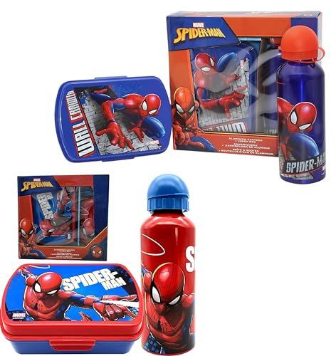 Spiderman-Lunchbox-Set, Kinder-Lunchbox und Sport-Wasserflasche, Snackbehälter für Kinder – BPA, auslaufsicheres Reise-Picknick-Set für Jungen