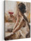 MuchoWow© Leinwand 50x70 cm Deko Schlafzimmer Aesthetic Leinwandbilder Wohnzimmer Gemälde Foto Geschenk Living Room Decoration Moderne Kunstdruck Wanddeko - Ölfarbe - Frau - Wein