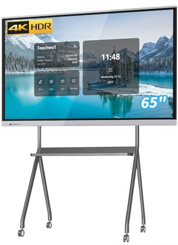 TouchWo 65 Touchscreen Monitor Smart Board, 4K Interactive Presentation Electronic Whiteboard, All-in-One PC, Digital Signage Display for Office & Classroom, Core i3 RAM 4GB+SSD 256GB