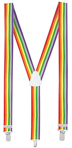 TrendandStylez Hosenträger Regenbogen, 3,5 x 50-100cm, für Damen und Herren, Kostüm Accessoire, bis 195cm Körpergröße, Karneval, CSD