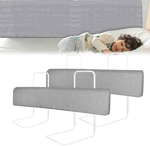 LZQ 2X Bettgitter Rausfallschutz Bettschutzgitter Kinderbettgitter Bettkantenschutz Schutzgitter Bett Bed Rail, Form Einstellbar Höhenverstellbar für Kinder und Baby - Grau, 100cm