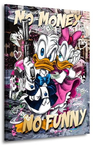 Kunstgestalten24 | Pop Art Wandbild Donald No Money | Leinwandbild mit Echtholz-Keilrahmen | Wandbild Gemälde Kunst Art | Hochwertige Kunstdrucke | XXL Bilder auf Leinwand | 60x80x2cm