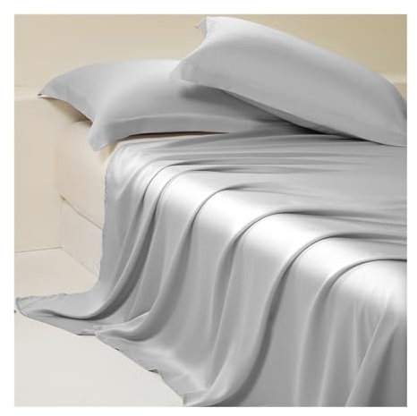 100% Eukalyptus Tencel/Lyocell Satin Bettlaken ohne Gummizug Betttuch Haustuch Laken ohne Gummi Seidig Glatte Kühlblätter für alle Jahreszeiten (Color : Grey A, Size : 180x230cm)