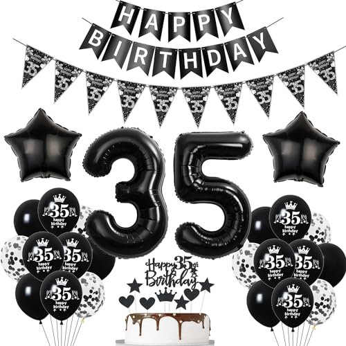 Deko 35. Geburtstag Mann Frauen Schwarz Tortendeko 35 Geburtstag Frauen Party Deko Schwarz Luftballons 35 Geburtstagsdeko 35 jahre Ballon