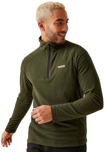 Regatta Montes Lightweight Half Zip Fleece Jumper Pullover, Nephrite Verde/Nero, M Uomo
