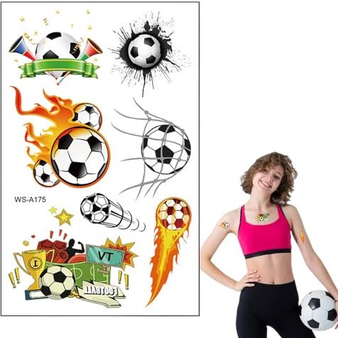 Esncddym Adesivi da calcio per bottiglie d'acqua, adesivi per bottiglie d'acqua da calcio | Adesivi sportivi Decalcomanie per palloni - Adesivi impermeabili per viso, decalcomania della di calcio