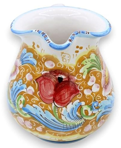 SICILIA BEDDA CAPACI Cannata Siciliana, Brocca in Ceramica Caltagirone, con Diverse opzioni Misura (1pz) Decoro Barocco e Floreale - Misura Piccola