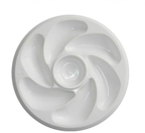 JORISELECTION Assiettes A Huitres 6 Compartiments +1 Pour Le Citron, Sauce. Fabrication Française Diamètre 20 Cm Couleur Blanc