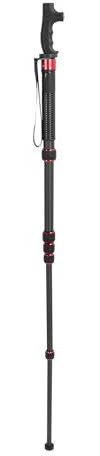 Camera Monopod, 6 Section Extendable Carbon Fiber Monopod, Walking Stick Head, 1/4 Inch 3/8 Inch Conversion Screw, DSLR Action Camera, Easy to Carry with Pouch