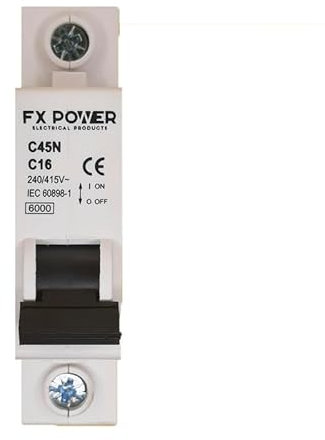 FX POWER® Interruptor Automático Magnetotérmico 1P 2P 3P 10A 16A 25A 32A, 6kA/10kA, Protección Contra Sobrecargas y Cortocircuitos, CURVA C, Certificación CE, IEC/EN60898-1 ... (1P-16A)