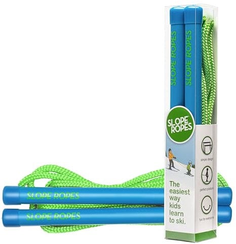 Slope Ropes® Ayuda de entrenamiento de esquí para niños | La forma más fácil de aprender a esquiar (azul/verde)