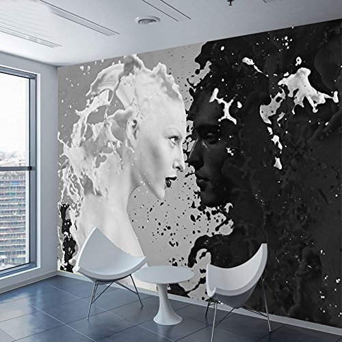 ZYCAFJ Papier Peint Intissé Noir&blanc&hommes&femmes Peinture Murale 3D Tapisserie Photo Poster Tableaux Muraux Salon Chambre Bureau Couloir Mural Décoration 150cm×105cm(LxH)