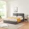 [en.casa] Struttura Letto Matrimoniale 160 x 200 cm con Zona di Riposo Ribaltabile e Contenitore Letto a 2 Piazze con Testiera Imbottita - Grigio Scuro