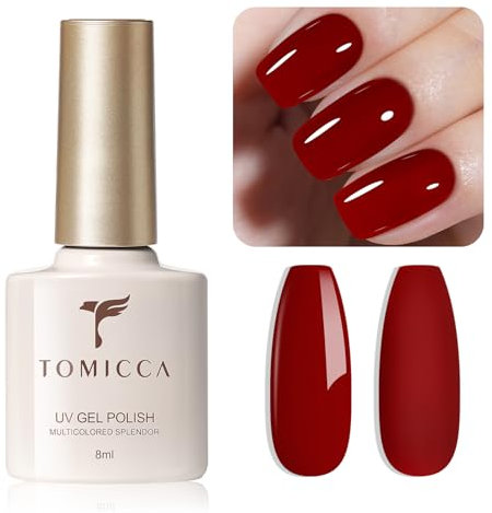 TOMICCA UV Nagellack, Rot Farben Gel Nagellack UV/LED Soak-Off Gel Nail Polish Geeignet für Anfänger Nail Art Salon DIY Home, 8ML