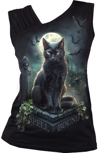 Spiral - Spell Bound - Gathered Shoulder Slant Vest Black