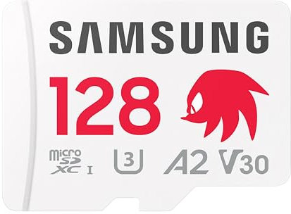 Samsung Sonic the Hedgehog(TM) microSD-Karte + SD-Adapter, Speicherkarte mit 128 GB, UHS-I U3, Full HD & 4K UHD, 180 MB/s Lesen, 130 MB/s Schreiben, Datenspeicher für Handheld-Konsolen, MB-MD128SA/LC1