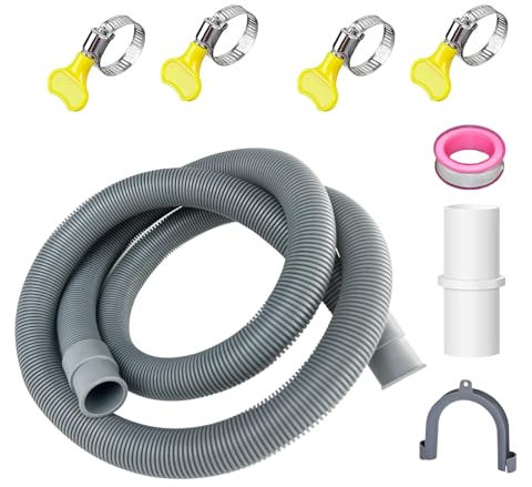 Ablaufschlauch Verlängerung 1m x 20mm Universal Abwasserschlauch mit Adapter für Waschmaschine und Geschirrspüler