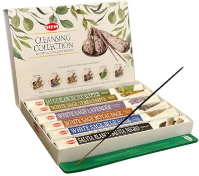 Hem Cleansing Collection White Sage: Blue Sage, Lavender, Holy Grass, Black Sage, Eucalyptus, Royal Sage - Includes Stick Stand