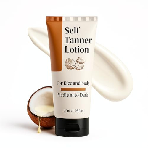 Selbstbräuner Lotion，natürliche & gleichmäßige Bräune，Für Gesicht und Körper Mittel bis Dunkel，Natürlicher Glanz und zarte Geschmeidigkeit，120ml/4.06OZ,Bräunungsbeschleuniger