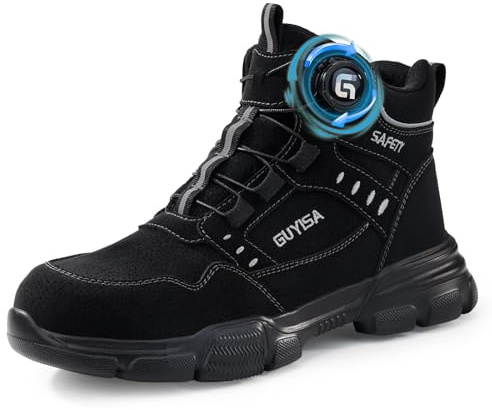 GUSAYEX Steel Toe Cap Work Boots Mens Lightweight Safety Shoes | Puncture Proof Midsole, Swivel Buckle Shoelaces, Comfortable Protective, Warehouse Construction Factory