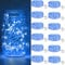 btfarm 12 Pack 3 Modes LED Fairy Lights Battery Operated, 2M 20LED Mini String Lights Battery Powered IP65 Waterproof Silver Wire Small Fairy Lights Indoor Outdoor for Christmas, Party, Bedroom, Blue